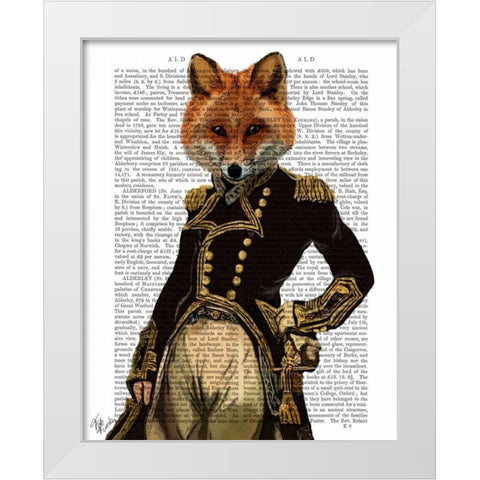 Admiral Fox Full White Modern Wood Framed Art Print by Fab Funky