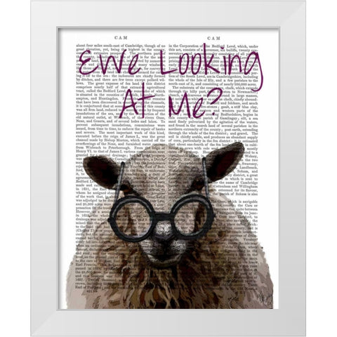 Ewe Looking at Me DeNiro Sheep White Modern Wood Framed Art Print by Fab Funky