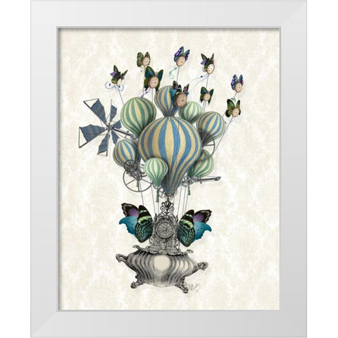 Flutter Time White Modern Wood Framed Art Print by Fab Funky