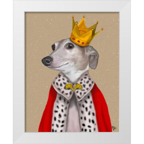 Greyhound Queen White Modern Wood Framed Art Print by Fab Funky