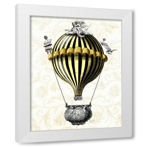 Baroque Balloon Black Yellow White Modern Wood Framed Art Print by Fab Funky
