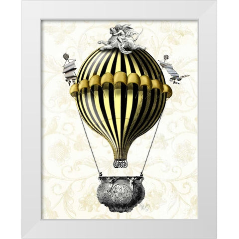 Baroque Balloon Black Yellow White Modern Wood Framed Art Print by Fab Funky