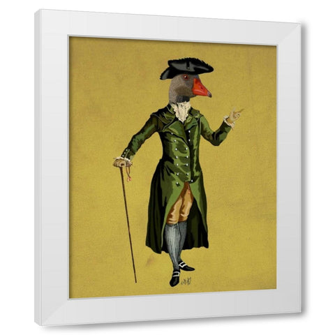 Goose in Green Regency Coat White Modern Wood Framed Art Print by Fab Funky