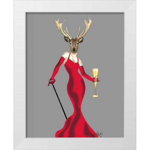 Glamour Deer in Red White Modern Wood Framed Art Print by Fab Funky