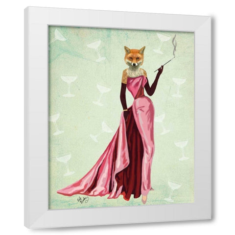 Glamour Fox in Pink White Modern Wood Framed Art Print by Fab Funky