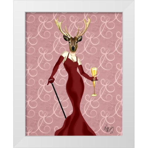 Glamour Deer in Marsala White Modern Wood Framed Art Print by Fab Funky