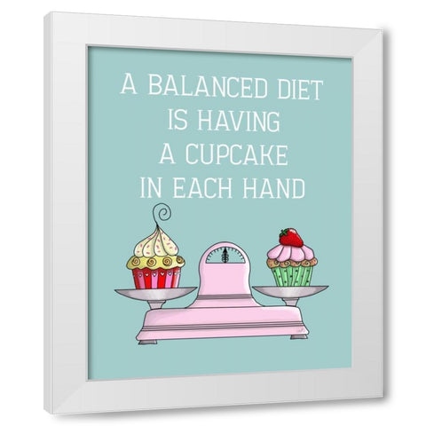 A Balanced Diet White Modern Wood Framed Art Print by Fab Funky