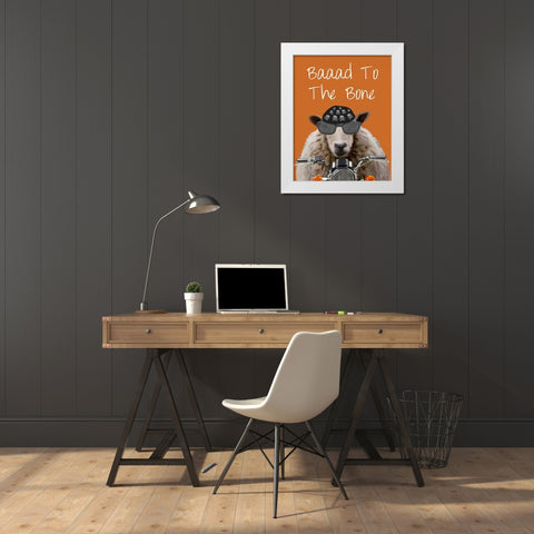 Baaad To the Bone White Modern Wood Framed Art Print by Fab Funky
