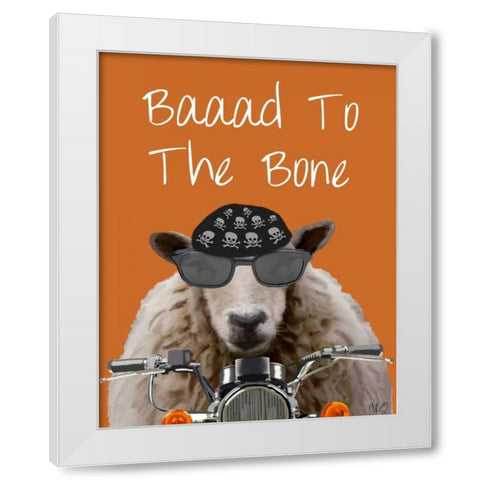 Baaad To the Bone White Modern Wood Framed Art Print by Fab Funky