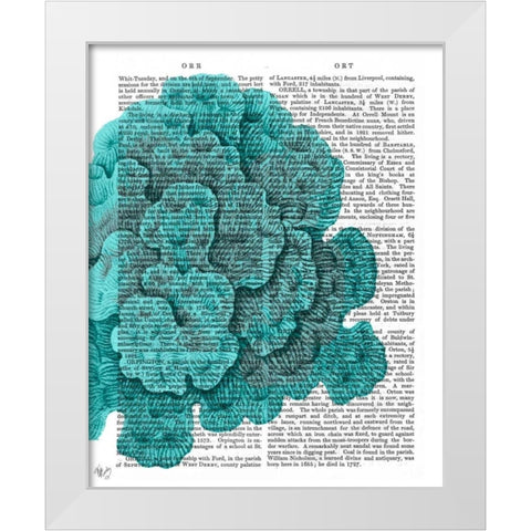 Blue Corals and Sea Urchins II White Modern Wood Framed Art Print by Fab Funky
