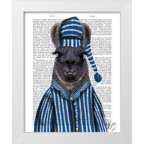 Pyjama Llama White Modern Wood Framed Art Print by Fab Funky
