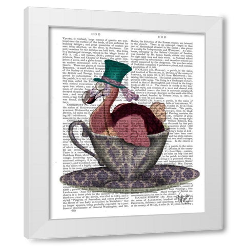 Dodo in Teacup White Modern Wood Framed Art Print by Fab Funky