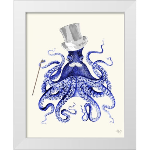 Octopus About Town White Modern Wood Framed Art Print by Fab Funky