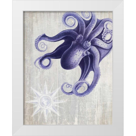 Octopus 7 White Modern Wood Framed Art Print by Fab Funky