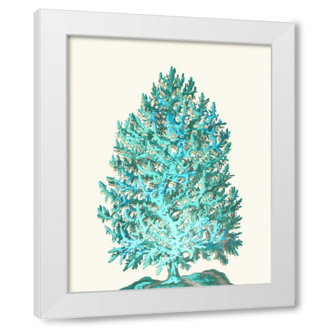 Coral Tree Turquoise on Cream White Modern Wood Framed Art Print by Fab Funky