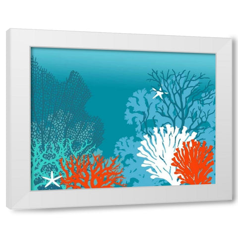 Underwater Coral White Modern Wood Framed Art Print by Fab Funky