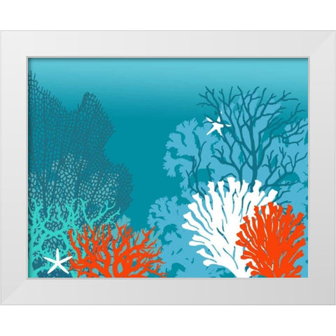 Underwater Coral White Modern Wood Framed Art Print by Fab Funky