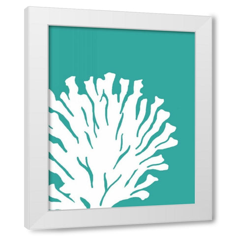Turquoise Coral Prints a White Modern Wood Framed Art Print by Fab Funky