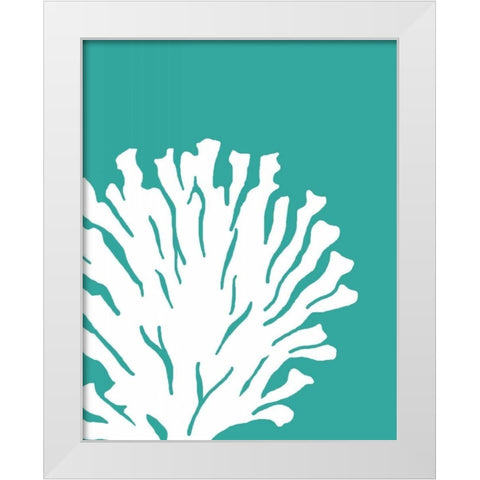 Turquoise Coral Prints a White Modern Wood Framed Art Print by Fab Funky