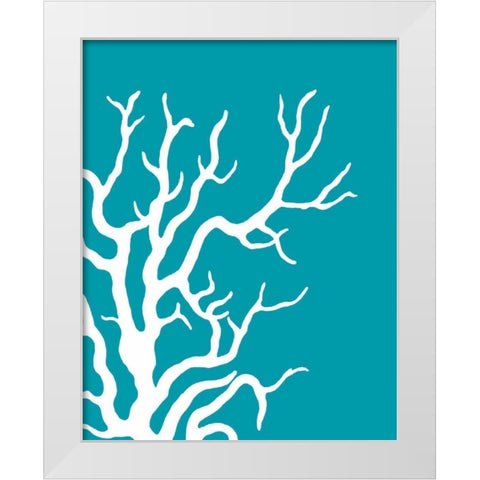 Turquoise Coral Prints b White Modern Wood Framed Art Print by Fab Funky
