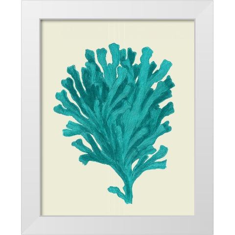 Corals Turquoise On Cream d White Modern Wood Framed Art Print by Fab Funky