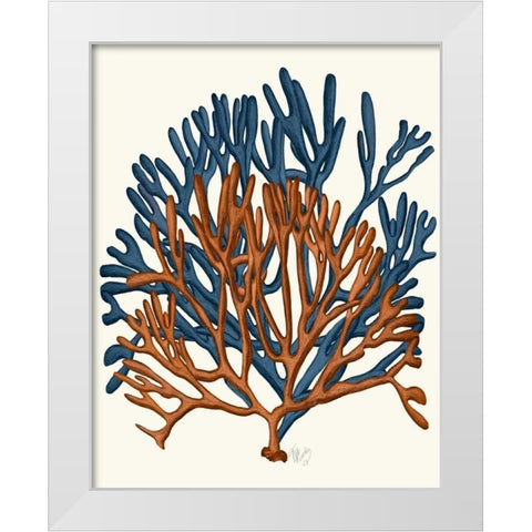 Blue and Orange Corals a White Modern Wood Framed Art Print by Fab Funky