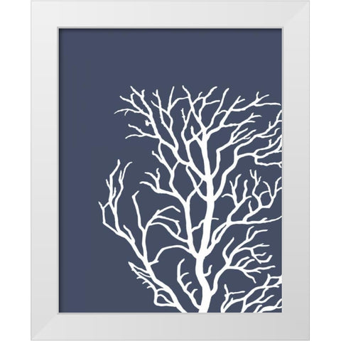 Corals White on Indigo Blue c White Modern Wood Framed Art Print by Fab Funky