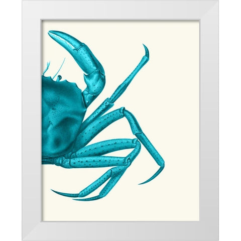 Contrasting Crab in Turquoise a White Modern Wood Framed Art Print by Fab Funky