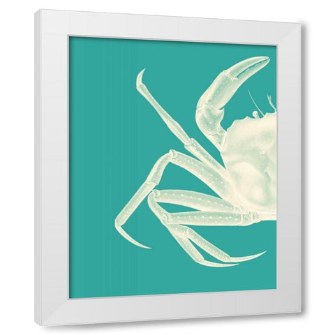 Contrasting Crab in Turquoise b White Modern Wood Framed Art Print by Fab Funky
