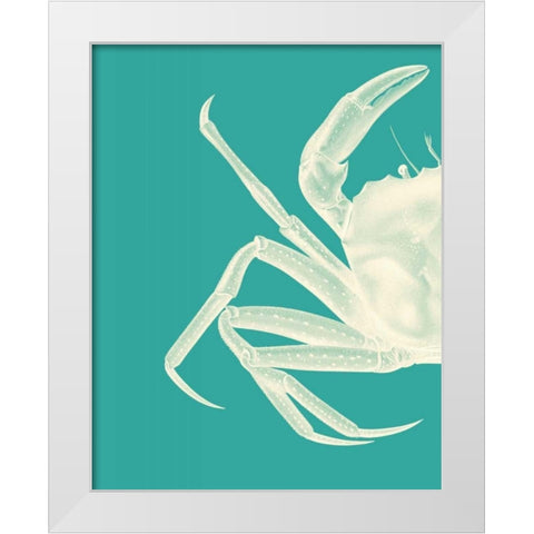 Contrasting Crab in Turquoise b White Modern Wood Framed Art Print by Fab Funky