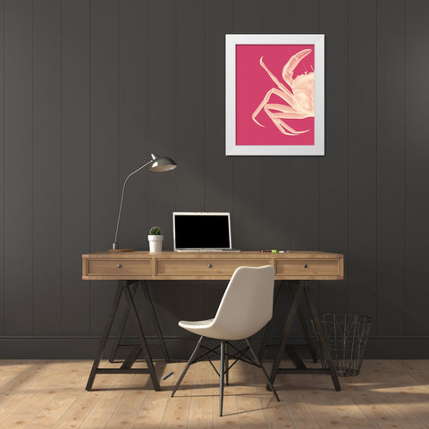 Contrasting Crab in Pink a White Modern Wood Framed Art Print by Fab Funky