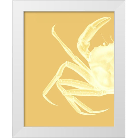 Contrasting Crab in Mustard a White Modern Wood Framed Art Print by Fab Funky