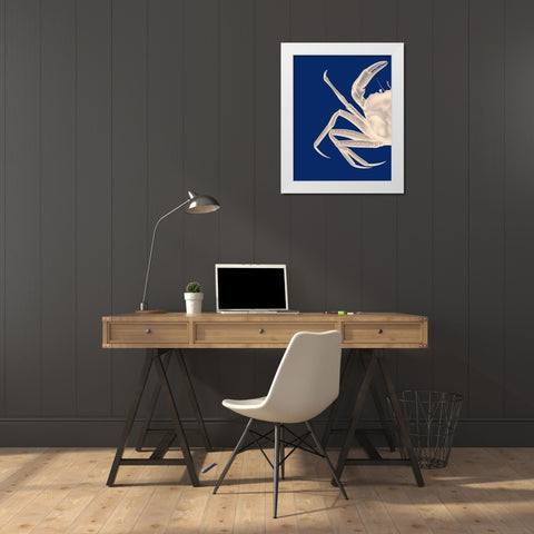 Contrasting Crab in Navy Blue a White Modern Wood Framed Art Print by Fab Funky