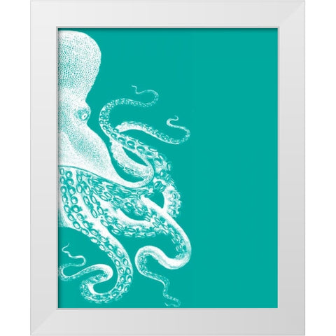 Octopus Green and Cream b White Modern Wood Framed Art Print by Fab Funky