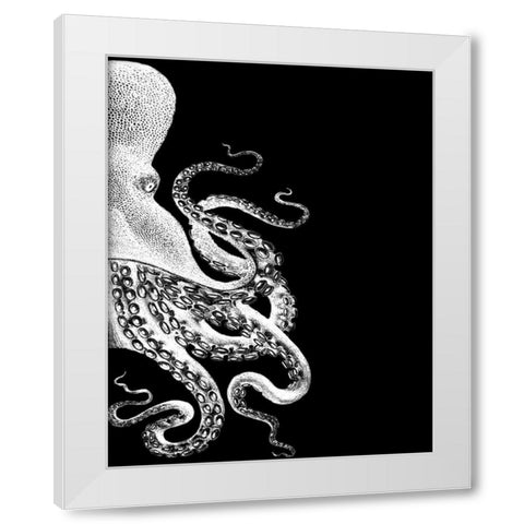 Octopus Black and White b White Modern Wood Framed Art Print by Fab Funky