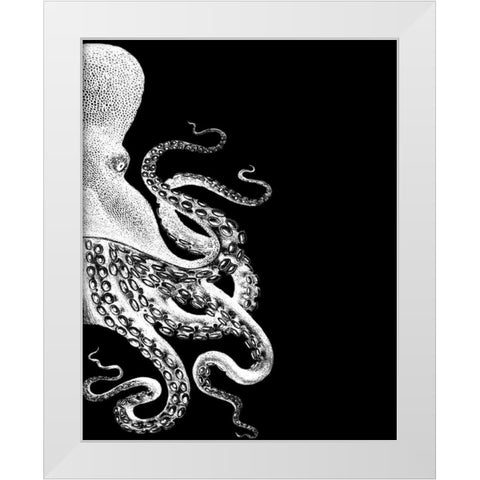 Octopus Black and White b White Modern Wood Framed Art Print by Fab Funky