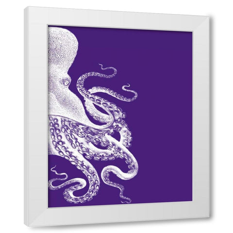 Octopus Purple and Cream b White Modern Wood Framed Art Print by Fab Funky