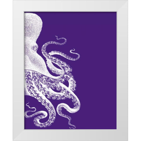 Octopus Purple and Cream b White Modern Wood Framed Art Print by Fab Funky