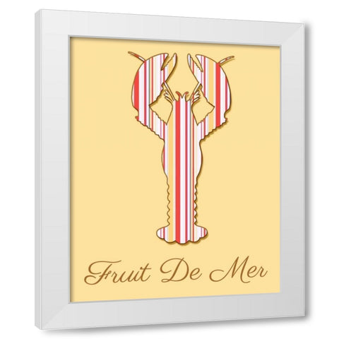 Fruit De Mer Lobster on Lemon White Modern Wood Framed Art Print by Fab Funky