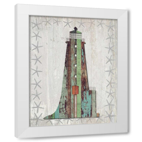 Distressed Wood Style Lighthouse 1 White Modern Wood Framed Art Print by Fab Funky