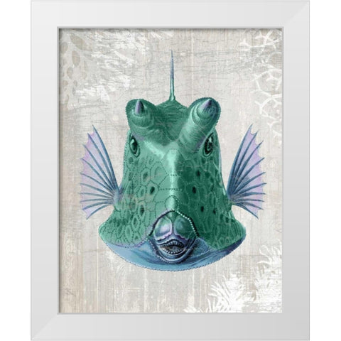 Cowfish White Modern Wood Framed Art Print by Fab Funky