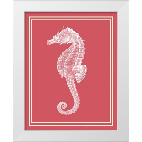 Mixed Nautical White on Coral c White Modern Wood Framed Art Print by Fab Funky