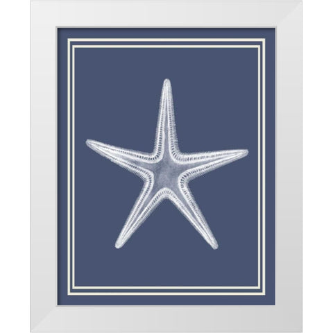 Mixed Nautical White on Indigo Blue a White Modern Wood Framed Art Print by Fab Funky
