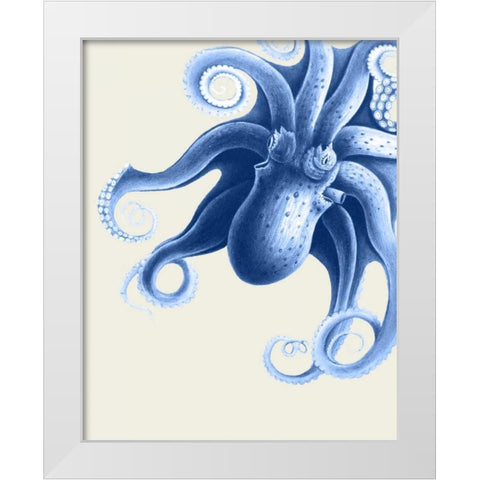 Blue Octopus on Cream f White Modern Wood Framed Art Print by Fab Funky