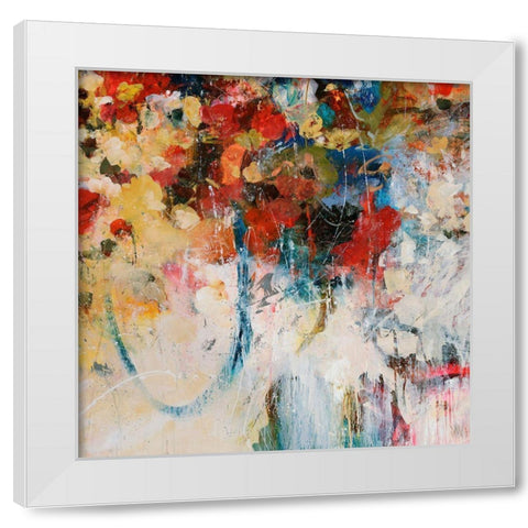 Bouquet Toss White Modern Wood Framed Art Print by Maas, Jodi