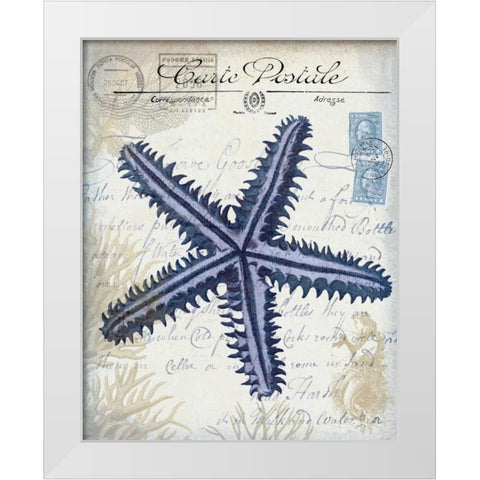 Seaside Postcard Cream a White Modern Wood Framed Art Print by Fab Funky