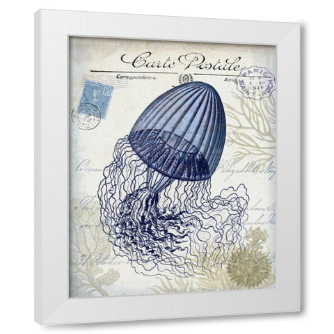 Seaside Postcard Cream f White Modern Wood Framed Art Print by Fab Funky