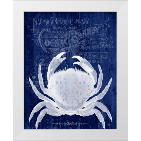 Crab Prohibition Crab On Blue White Modern Wood Framed Art Print by Fab Funky