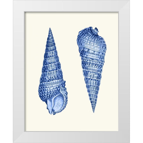 2 Blue Shells a White Modern Wood Framed Art Print by Fab Funky