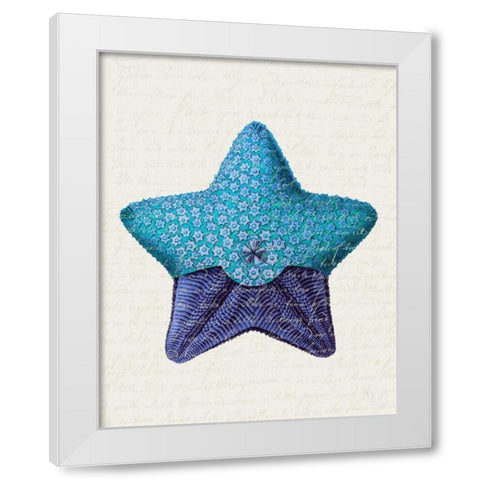 Starfish in Shades of Blue a White Modern Wood Framed Art Print by Fab Funky